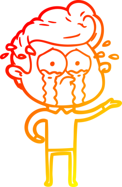 Bir insan tarafından çizilmiş, ağlayan bir çizgi film karakteri.