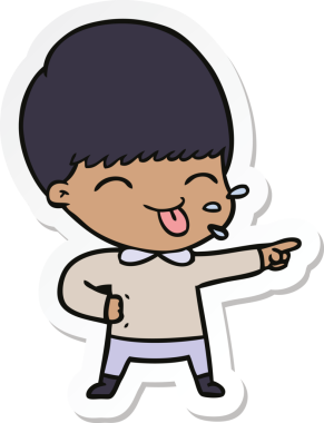 Bir insan tarafından çizilmiş bir çizgi film karakterinin çıkartması.