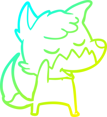 Bir insan tarafından çizilmiş dost canlısı bir tilkinin soğuk çizgi çizimi.