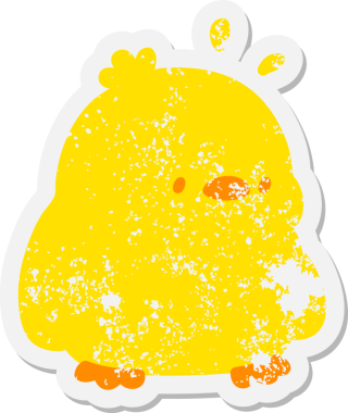 Bir insan tarafından çizilmiş şirin yavru kuş grunge etiketi.