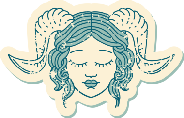 Bir insan tarafından çizilmiş bir karakter yüzünün grunge çıkartması