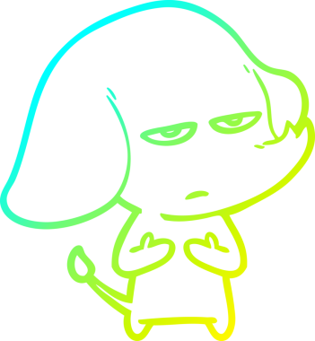 Bir insan tarafından çizilmiş soğuk bir çizgi film filinin çizimi.