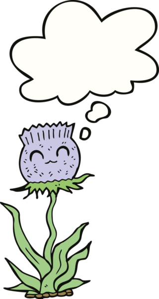 Bir insan tarafından çizilmiş düşünce baloncuklu çizgi film devedikeni