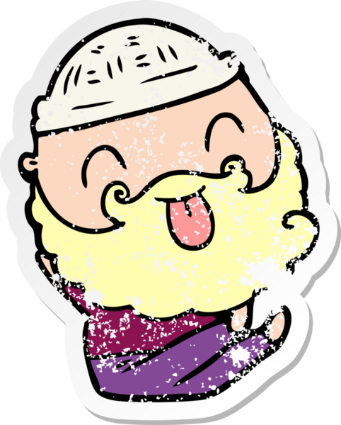 Bir insan tarafından çizilmiş sakallı ve sakallı bir adamın sıkıntılı çıkartması.