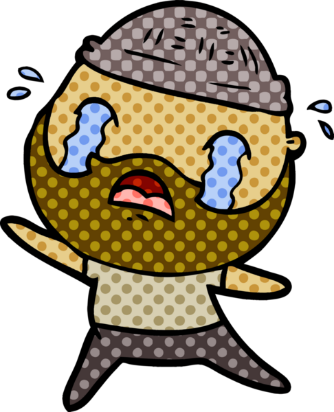 Çizgi film sakallı adam bir insan tarafından çizilmiş ağlıyor.