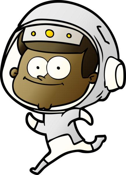 Bir insan tarafından çizilmiş mutlu astronot çizgi filmi.