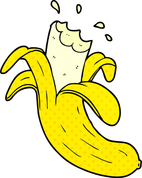 Bir insan tarafından çizilmiş ısırılmış bir muz.