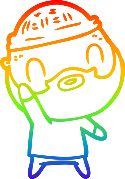 Gökkuşağı gradyan çizgi çizimi bir insan tarafından çizilmiş sakallı bir adamın