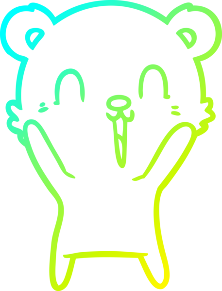 Bir insan tarafından çizilmiş mutlu bir kutup ayısının soğuk çizgi çizimi.