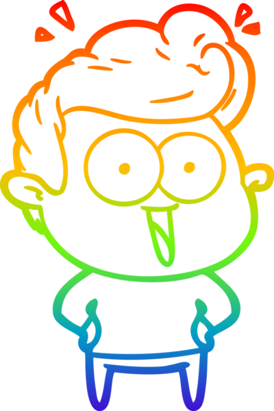 Gökkuşağı gradyanı çizimi bir insan tarafından çizilmiş heyecanlı bir çizgi film