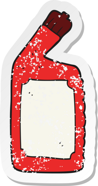 Bir insan tarafından çizilmiş bir çizgi film temizlik ürününün gerilimli yapıştırması.