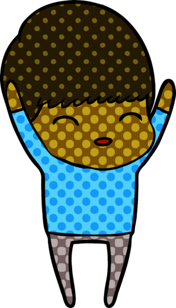 Bir insan tarafından çizilmiş mutlu çizgi film çocuğu.