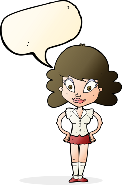 Bir insan tarafından çizilmiş konuşma balonu olan güzel bir kadın.