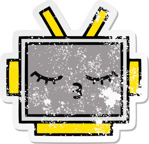 Bir insan tarafından çizilmiş sevimli robot kafasının sıkıntılı çıkartması.