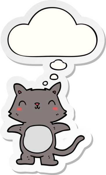 Düşünce baloncuklu çizgi film kedisi insan tarafından çizilmiş bir çıkartma.