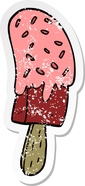 Bir insan tarafından çizilmiş karikatür dondurma etiketi.