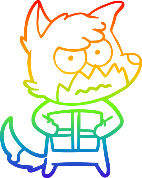 Gökkuşağı gradyan çizgi çizimi bir insan tarafından çizilmiş bir tilki