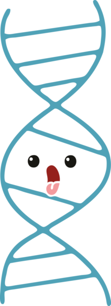 Bir insan tarafından çizilmiş bir DNA ipliğinin düz renk retro karikatürü