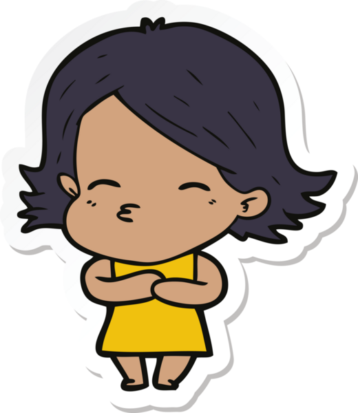 Bir insan tarafından çizilmiş bir karikatür kadının çıkartması.