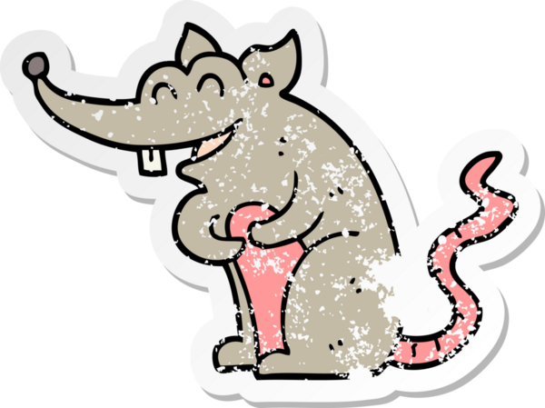 Bir insan tarafından çizilmiş karikatür faresinin sıkıntılı çıkartması.