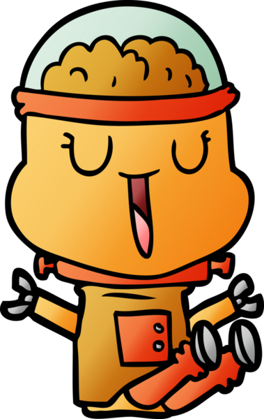 Bir insan tarafından çizilmiş mutlu çizgi film robotu