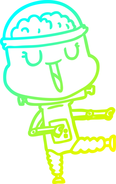 Bir insan tarafından çizilmiş mutlu çizgi film robotu çizimi.