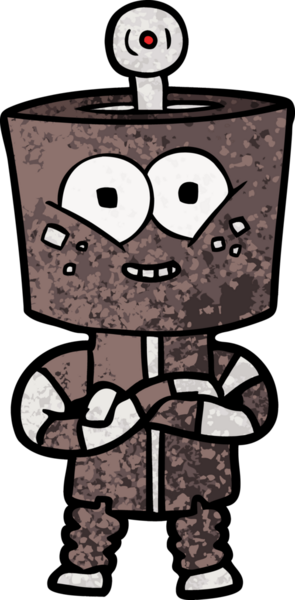 Bir insan tarafından çizilmiş mutlu çizgi film robotu