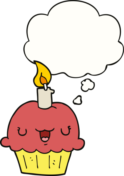 Bir insan tarafından çizilmiş düşünce balonlu kek.