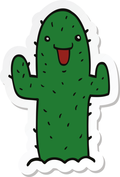 Bir insan tarafından çizilmiş bir kaktüsün çıkartması.