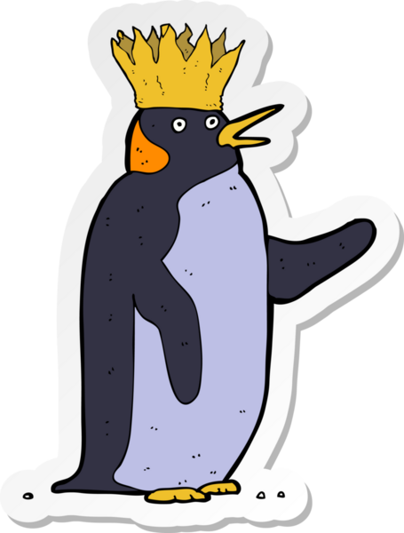 Bir insan tarafından çizilmiş bir karikatür imparatoru pengueni çıkartması.