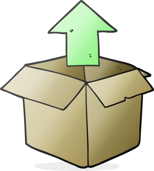 Bir insan tarafından çizilmiş bir kutuyu açan serbest çizim karikatürü