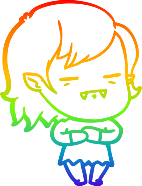 Gökkuşağı gradyan çizgi çizimi Bir insan tarafından çizilen ölümsüz vampir kız çizgi