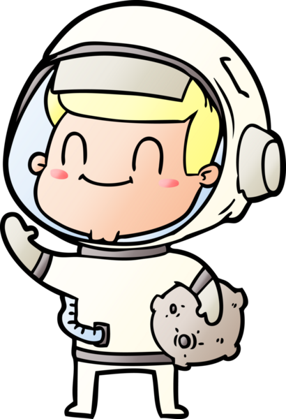 Bir insan tarafından çizilmiş mutlu astronot.