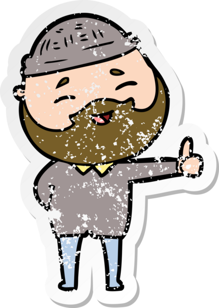 Bir insan tarafından çizilmiş mutlu sakallı bir adamın sıkıntılı çıkartması.