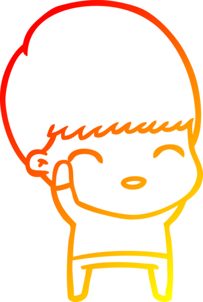 Bir insan tarafından çizilmiş mutlu çizgi film çocuğu çizimi.