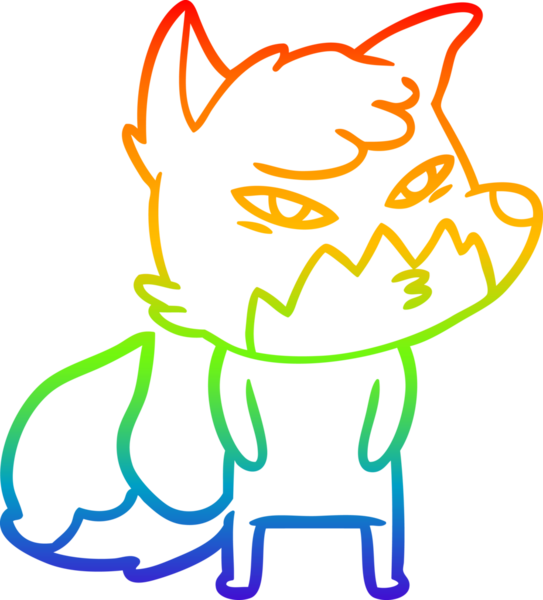 gökkuşağı gradyanı çizimi bir insan tarafından çizilmiş akıllı bir tilki çizgi filmi