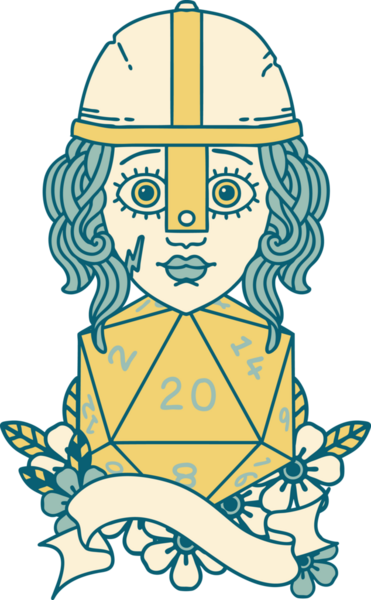 Retro Dövme Tarzı İnsan Dövüşçüsü Bir insan tarafından çizilmiş 20 zar atışıyla