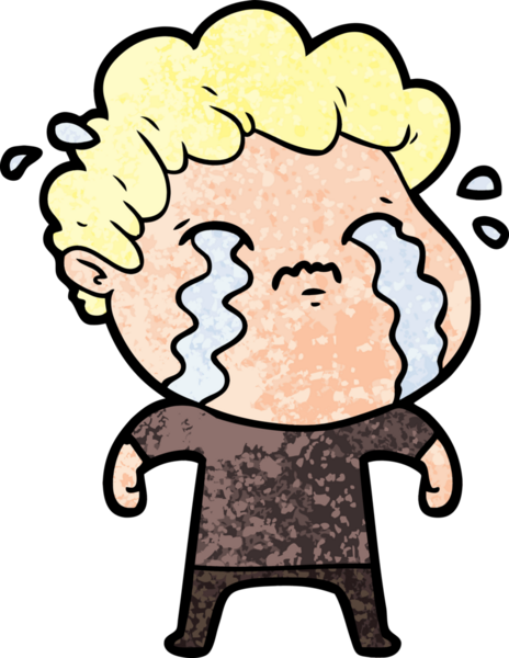 Bir insan tarafından çizilmiş ağlayan çizgi film adamı.