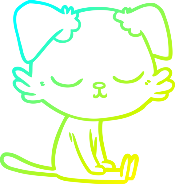 Bir insan tarafından çizilmiş şirin bir çizgi köpeğin soğuk gradyan çizgisi.