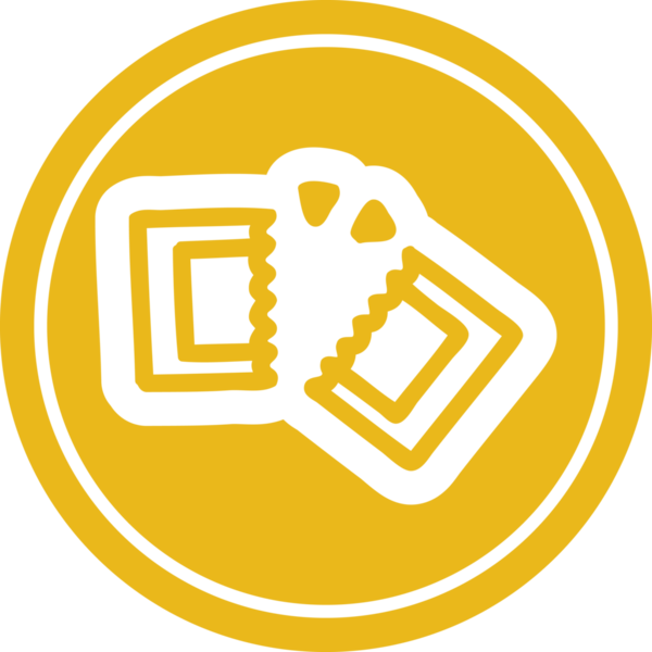 bir insan tarafından çizilmiş film bileti dairesel simgesi