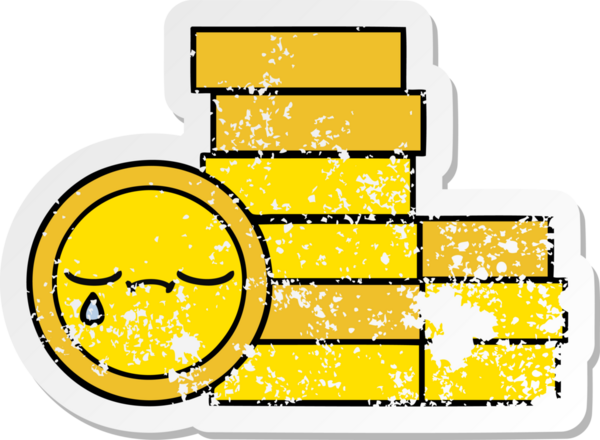 Bir insan tarafından çizilmiş bozuk paraların sıkıntılı çıkartması.