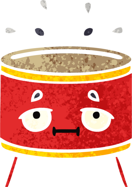 Bir insan tarafından çizilmiş davulun retro çizim tarzı karikatürü