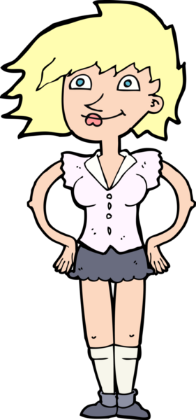 Bir insan tarafından çizilmiş kalçaları olan çizgi film kadını.