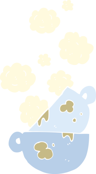 Bir insan tarafından çizilmiş kirli kahve fincanlarının düz renk çizimi