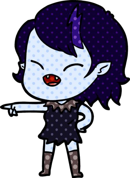 Çizgi filmdeki vampir kız bir insan tarafından çizilmiş.