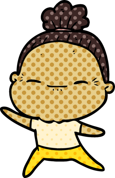 Bir insan tarafından çizilmiş barışçıl yaşlı bir kadın.