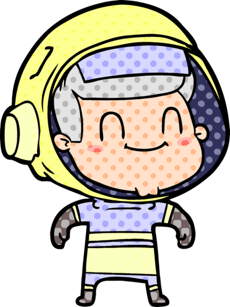 Bir insan tarafından çizilmiş mutlu astronot.