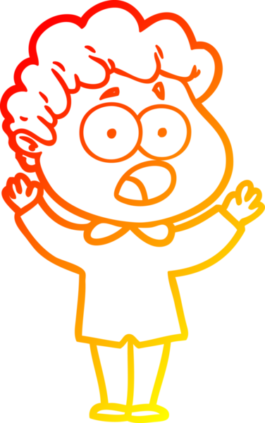 Bir insan tarafından şaşırtılarak çizilen çizgi film karakterinin sıcak çizgi çizimi.