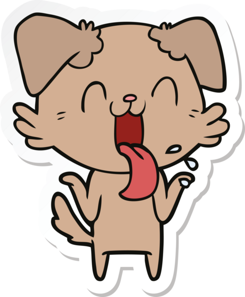 Bir insan tarafından çizilmiş, nefes nefese kalmış, omuz silken bir köpeğin çıkartması.