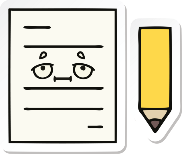 Bir insan tarafından çizilmiş şirin bir test kağıdının çıkartması.